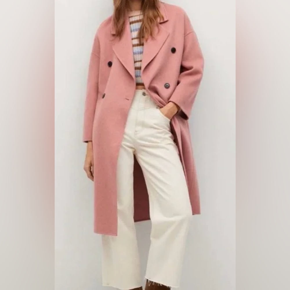 Mango Handmade Wool Pink Peacoat